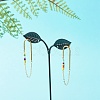 Chain Tassel with Glass Seed Beads Dangle Stud Earrings for Girl Women EJEW-TA00014-2