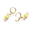 Brass Enamel Huggie Hoop Earrings EJEW-T014-19G-07-NF-3