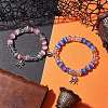 2Pcs 10mm Round Blue Cat Eye & Pink Cat Eye & Faceted Glass Beaded Stretch Bracelet Sets for Lover BJEW-JB10325-01-2