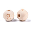 Unfinished Natural Wood European Beads WOOD-S045-141A-2-2