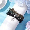 3Pcs 3 Styles Natural Labradorite & Obsidian & Moss Agate  Chips Stretch Bracelets Sets BJEW-JB11076-12-3