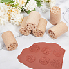 CHGCRAFT 6Pcs 6 Styles Flower Pattern Round Wooden Traditional Chinese Moon Cake Molds AJEW-CA0004-25-5