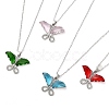 Butterfly Platinum Brass Micro Pave Cubic Zirconia Pendant Necklaces NJEW-E105-01P-1