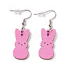 Rabbit Wooden Dangle Earrings EJEW-D189-01C-2