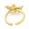 Butterfly Brass Shell Open Cuff Rings for Women RJEW-U011-05G-3