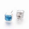 Natural Dyed Druzy Quartz Stud Earrings EJEW-P166-A04-2