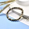 Natural Silver Leaf Jasper Round Beads Stretch Bracelet for Men Women BJEW-JB06824-01-2