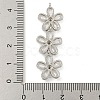 Brass Pave Clear Cubic Zirconia Three Flower Links Connector Charms KK-P277-51P-3