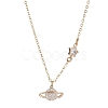 Planet Brass Cubic Zirconia Pendant Necklace NJEW-JN04936-1