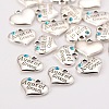 Antique Silver Tone Tibetan Style Heart with Aunt of Groom Rhinestone Charms TIBEP-N005-01A-2