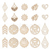 Elecrelive 100Pcs 10 Styles Undyed Natural Wooden Big Pendants WOOD-EL0001-03-11