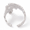 304 Stainless Steel Wide Flower Open Cuff Ring for Women RJEW-G275-05P-3