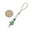 Brass Glass with Natural Quartz Crystal with Natural White Jade Mobile Straps HJEW-JM02288-2