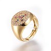 Adjustable Brass Micro Pave Cubic Zirconia Finger Rings RJEW-L086-07G-2