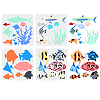 4Pcs 4 Styles Sea Animals Theme PET Hollow Out Drawing Painting Stencils DIY-WH0394-0018-1
