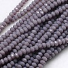 1 Strand Opaque Solid Medium Purple Color Faceted Crystal Glass Rondelle Beads Strands X-EGLA-F049A-08-2