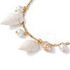Natural Spiral Shell & Glass Pearl Charm Anklets AJEW-AN00567-4