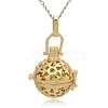 Golden Tone Brass Hollow Round Cage Pendants KK-J232-06G-1