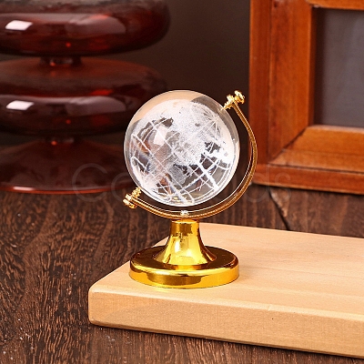 Featuring Brass and Glass Rotating Globe with Acid Etched Map PW-WGAE513-02-1