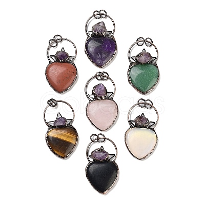 Natural & Synthetic Mixed Gemstone & Amethyst Big Pendants G-A221-04-1