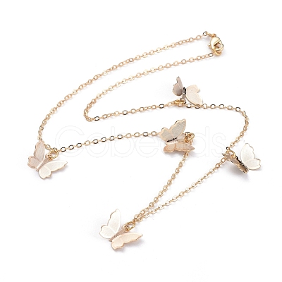 Brass Butterfly Pendant Necklaces NJEW-JN02678-01-1