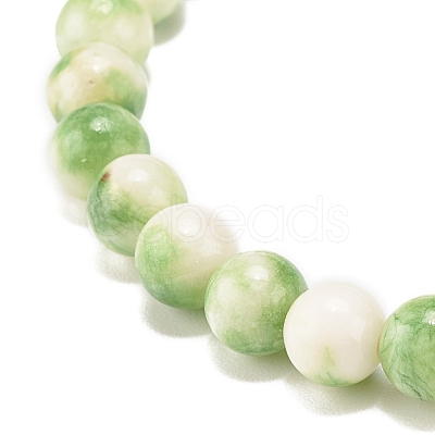 Natural White Jade Round Beaded Stretch Bracelet BJEW-JB07968-04-1