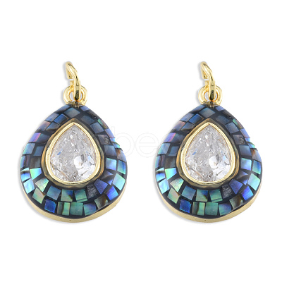 Brass Pave Clear Cubic Zirconia Pendants KK-N227-94-1