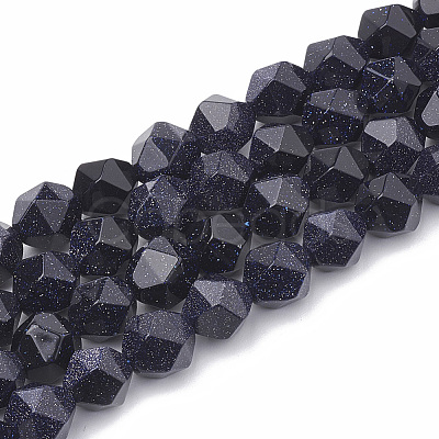 Synthetic Blue Goldstone Beads Strands G-S332-10mm-003-1