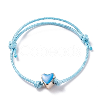 Heart Beaded Cord Bracelet BJEW-JB07678-1