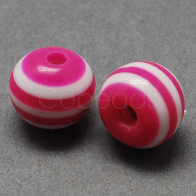 Round Striped Resin Beads X-RESI-R158-8mm-08-1