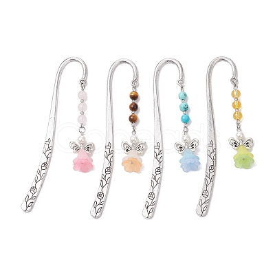 4Pcs 4 Colors Alloy Hook Bookmarks AJEW-TA00025-1