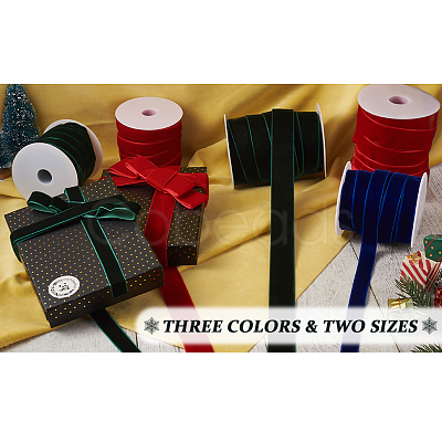 Yilisi 37.5 Yards 3 Colors Christmas Single Face Velvet Ribbon OCOR-YS0001-09-1