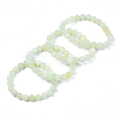 Natural New Jade Beaded Stretch Bracelets BJEW-Q692-44-8mm-1