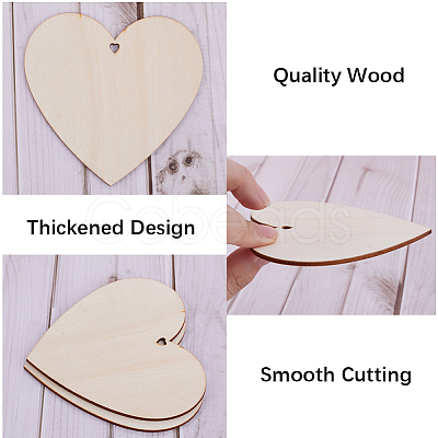 Heart Unfinished Wood Cutouts Ornaments WOOD-WH0002-33-1