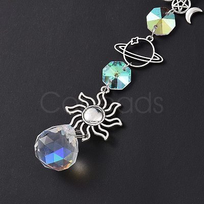 AB Color Plated Crystal Teardrop Big Pendant Decorations HJEW-G019-03H-1