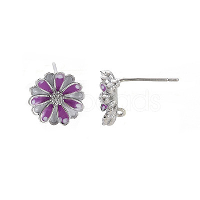 Enamel Stud Earring Findings KK-S356-662P-NF-1