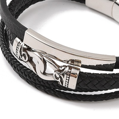 Braided Microfiber Leather Multi-strand Bracelets BJEW-B096-05A-1