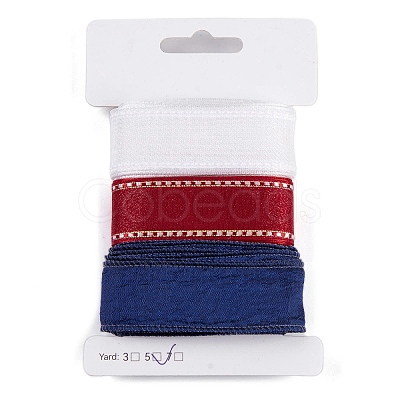 9 Yards 3 Styles Independence Day Polyester & Polycotton Ribbons Sets SRIB-A015-02A-04-1