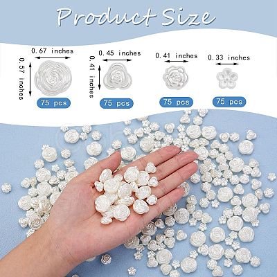 300Pcs 4 Style ABS Plastic Imitation Pearl Beads KY-SZ0001-39-1