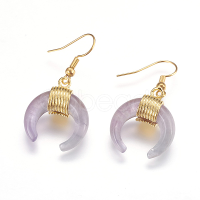 Natural Amethyst Dangle Earrings EJEW-L189-C09-G-1