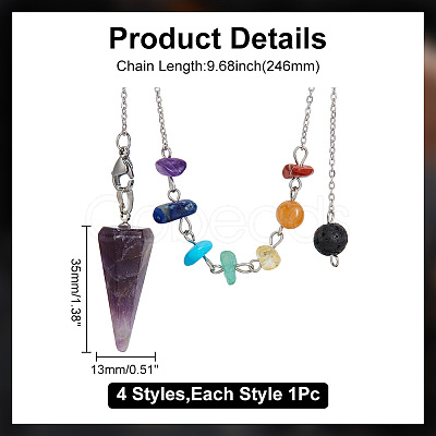 HOBBIESAY 1 Set Hexagonal Cone Natural Gemstone Dowsing Pendulums FIND-HY0003-34-1