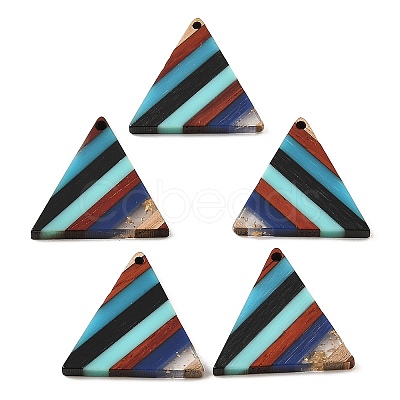 Transparent Resin & Walnut Wood Pendants RESI-E050-08-1