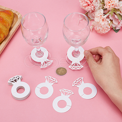 Paper Diamond Ring Wine Glass Charms Tags AJEW-WH0001-71B-1