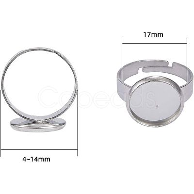 Unicraftale Adjustable 304 Stainless Steel Finger Rings Components STAS-UN0001-10-1