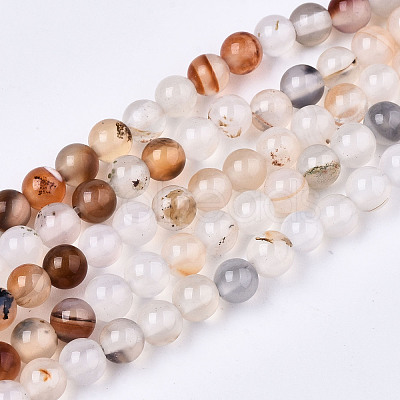 Natural Flower Agate Beads Strands X-G-S359-237-1