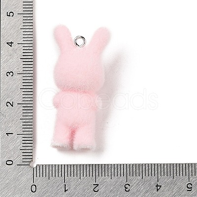 Flocking Resin Cute Bunny Pendants MACR-P043-J02-1