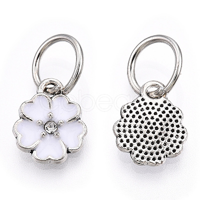 Enamel Style Flower Alloy Rhinestone Charms X-ENAM-S085-08-1