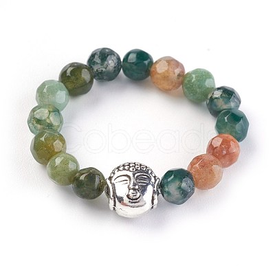 Natural Indian Agate Stretch Rings RJEW-JR00223-11-1