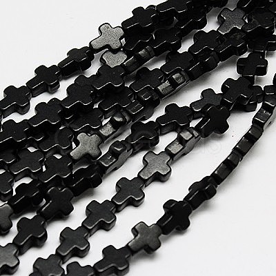 1 Strand Dyed Black Synthetic Turquoise Cross Beads Strands X-TURQ-G112-8x10mm-10-1