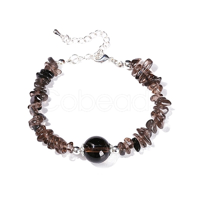 Natural Obsidian Chips Beaded Bracelets PW-WGA4343-04-1